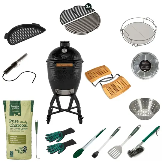 Big Green Egg Onyx Large + Nest Handler — Deluxe-set
