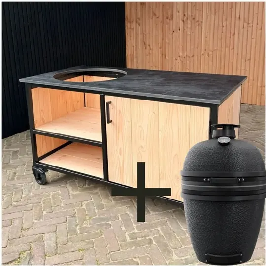 Buitenkeuken Vecht 150 — HPL zwart + Bastard Core Large