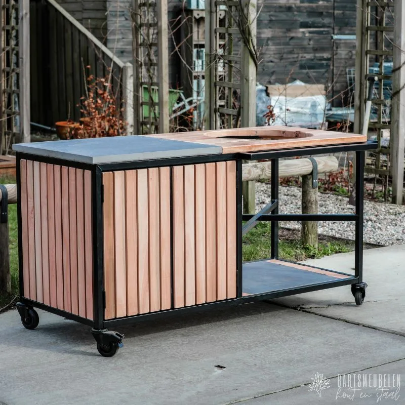 Eucalyptus buitenkeuken Lek — lattenfront met tegel miniatuur 2